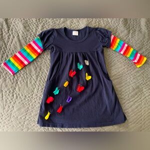 Black Unbranded Girls’ Dress Rainbow Sleeves Felt Butterflies Size 2T/3T Pride